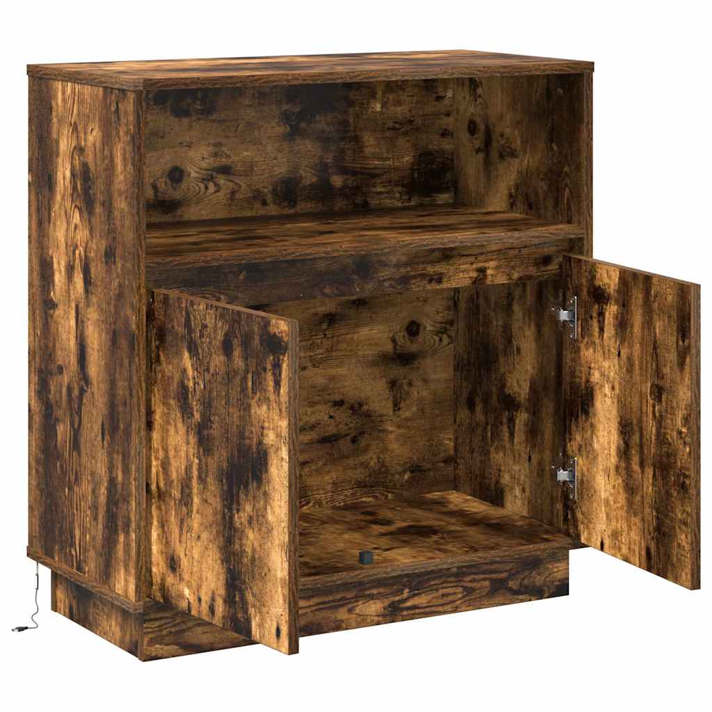 LED Sideboard Røget eg 71 x 34,5 x 75 cm Konstrueret træ