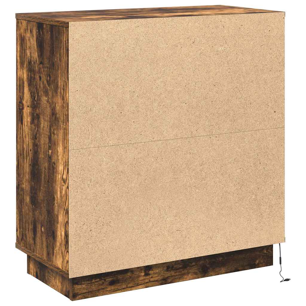 LED Sideboard Røget eg 71 x 34,5 x 75 cm Konstrueret træ