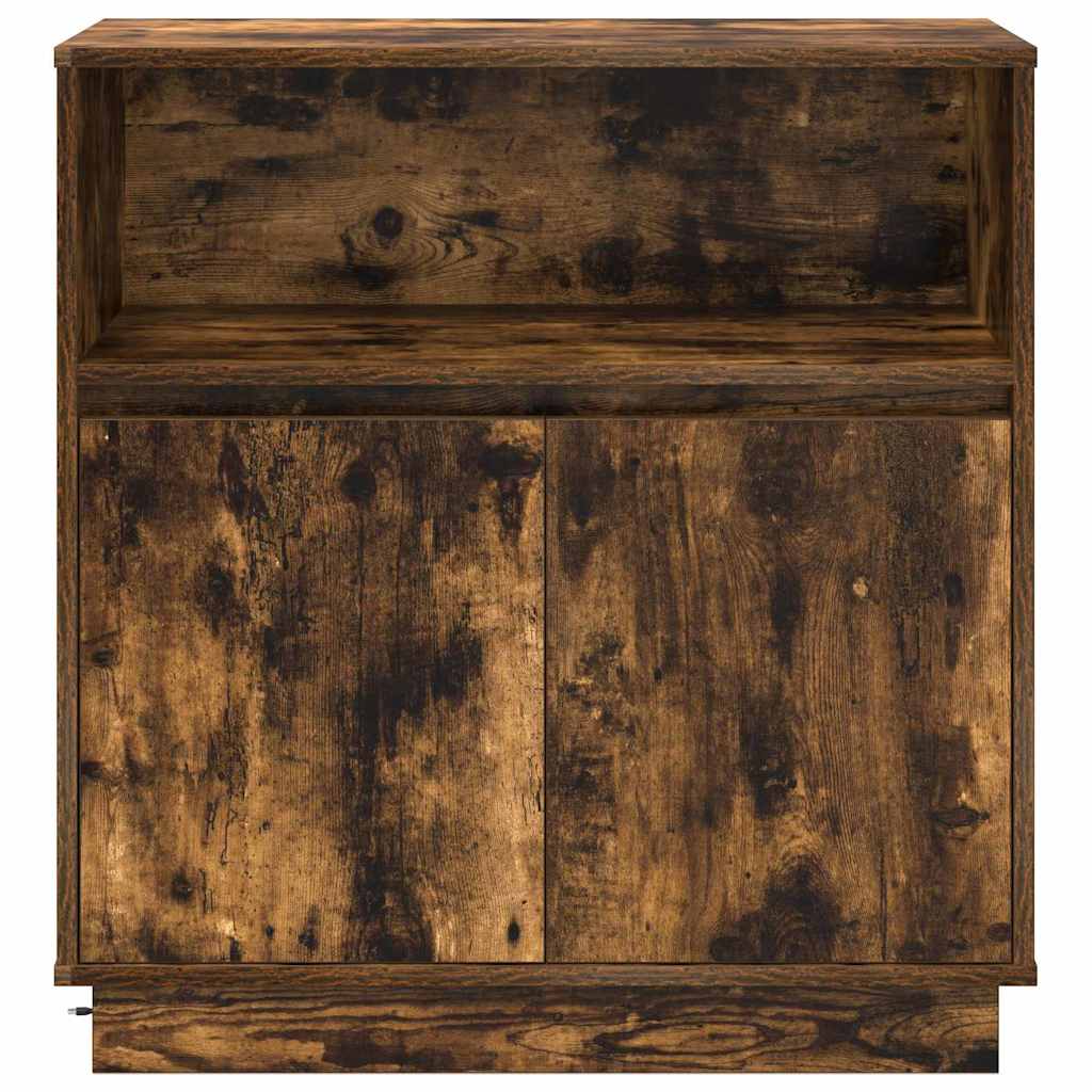 LED Sideboard Røget eg 71 x 34,5 x 75 cm Konstrueret træ
