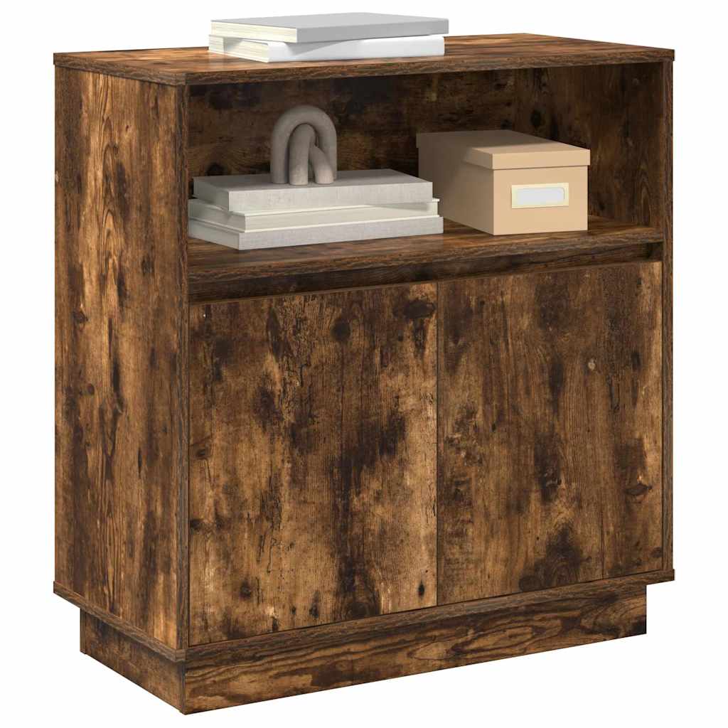 LED Sideboard Røget eg 71 x 34,5 x 75 cm Konstrueret træ