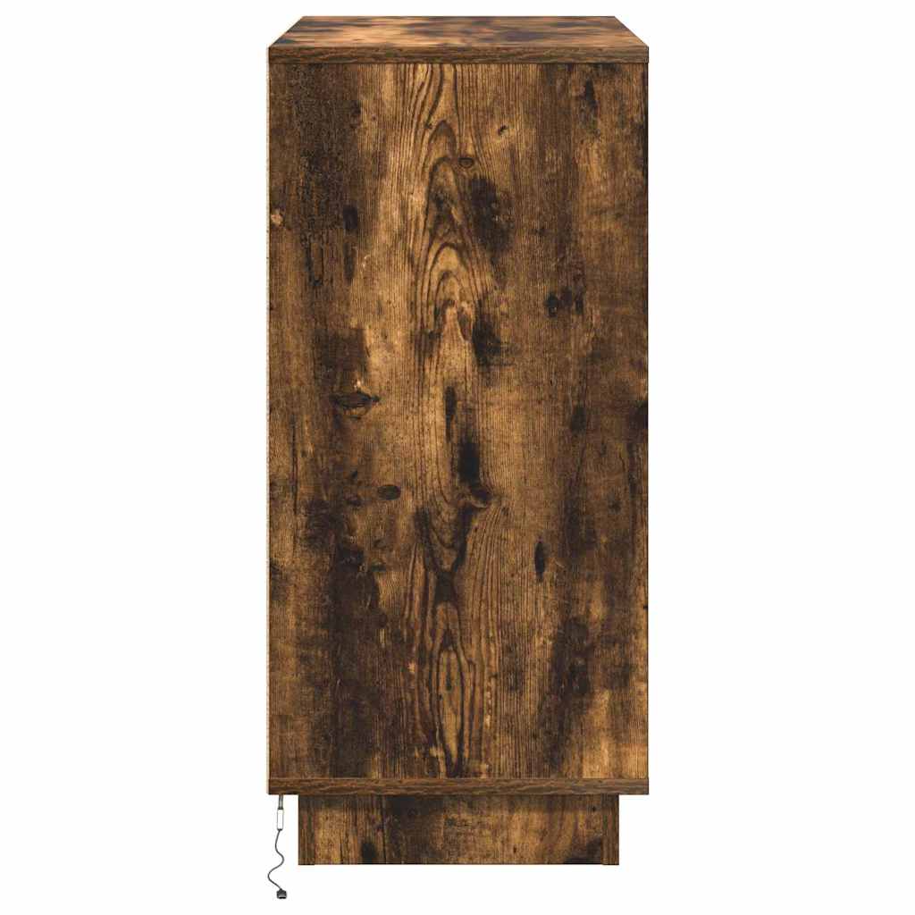 LED Sideboard Røget eg 71 x 34,5 x 75 cm Konstrueret træ