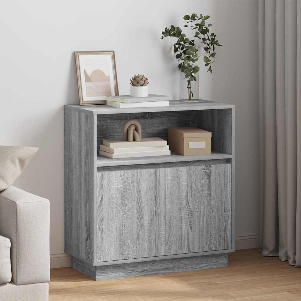LED Sideboard Grå Sonoma 71 x 34,5 x 75 cm Konstrueret træ