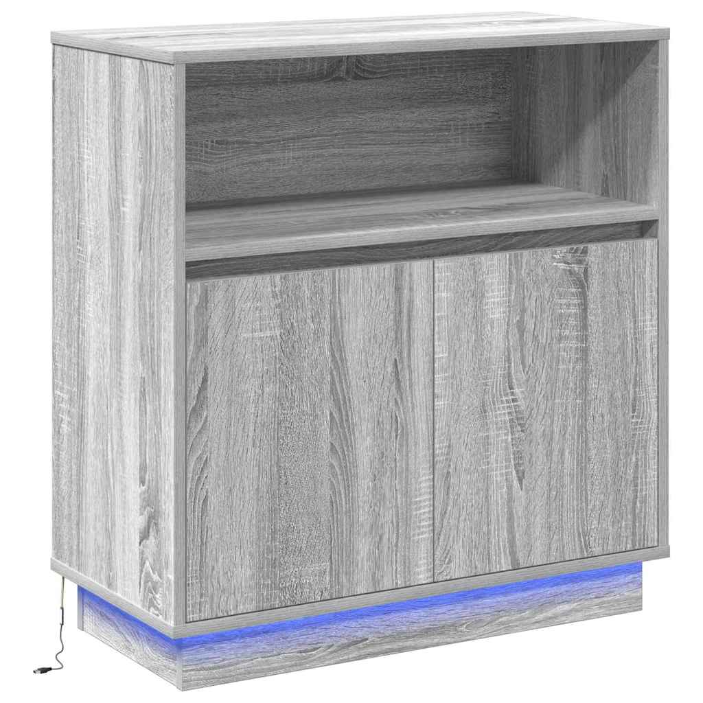 LED Sideboard Grå Sonoma 71 x 34,5 x 75 cm Konstrueret træ