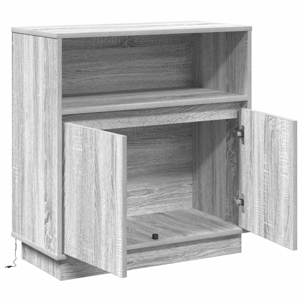 LED Sideboard Grå Sonoma 71 x 34,5 x 75 cm Konstrueret træ