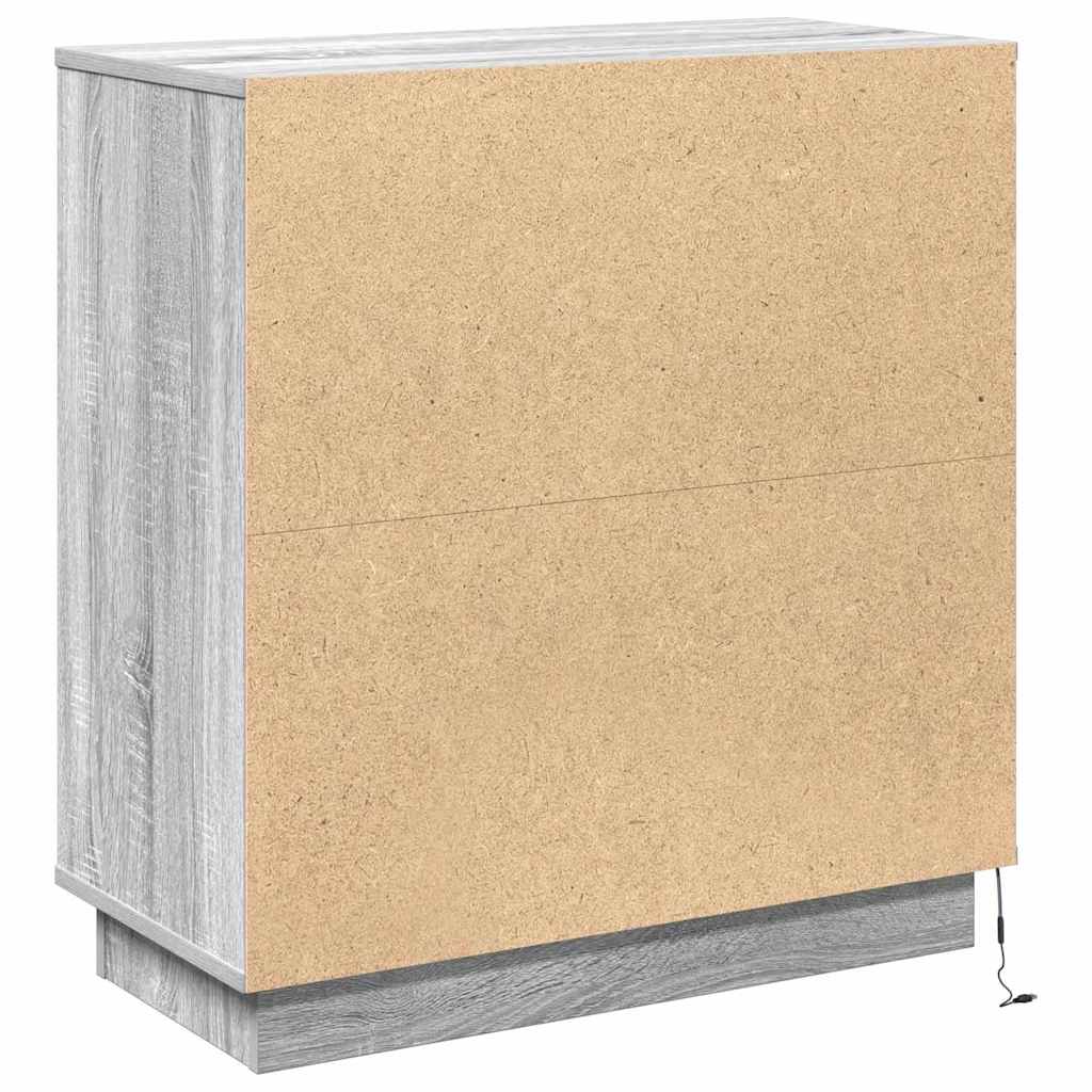 LED Sideboard Grå Sonoma 71 x 34,5 x 75 cm Konstrueret træ