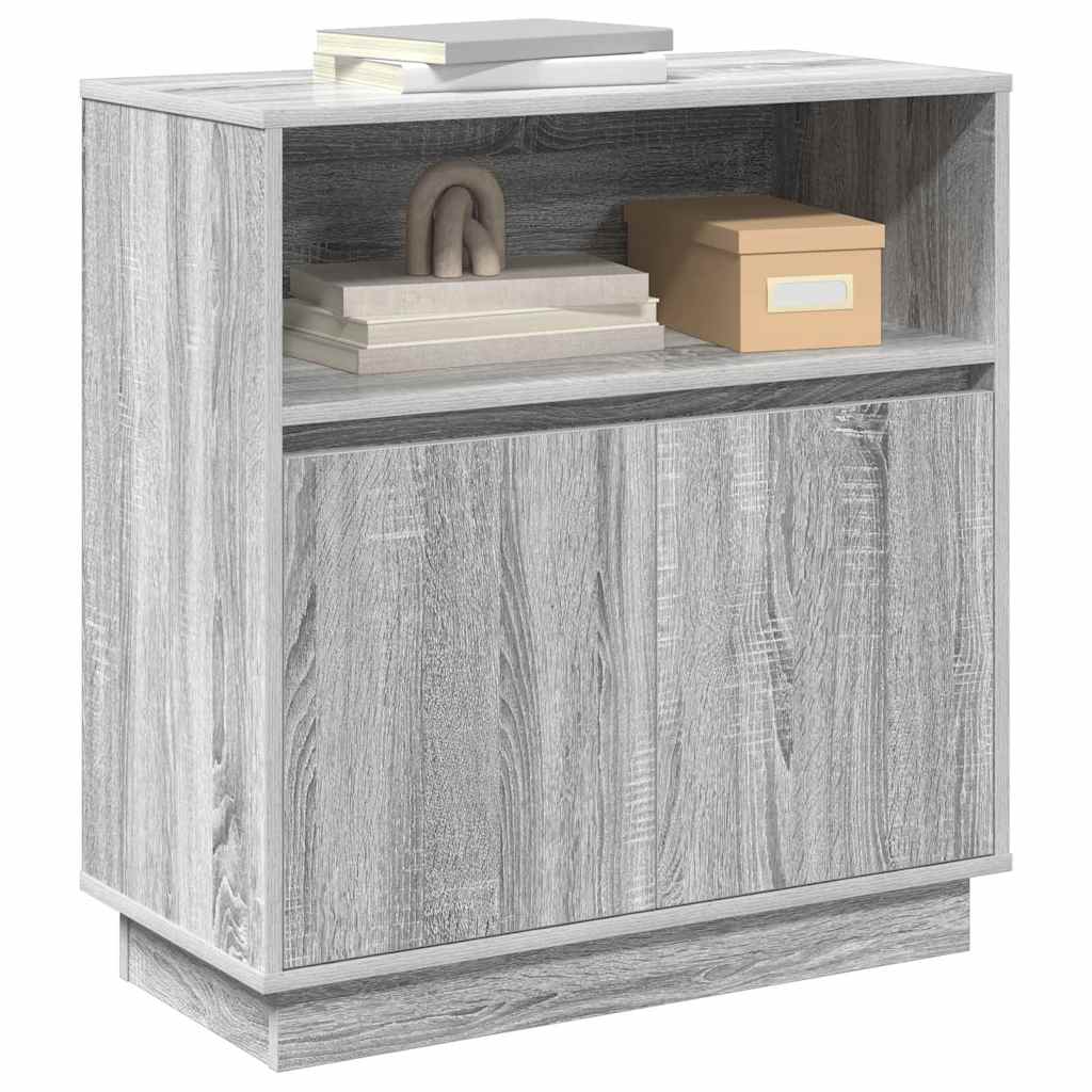 LED Sideboard Grå Sonoma 71 x 34,5 x 75 cm Konstrueret træ