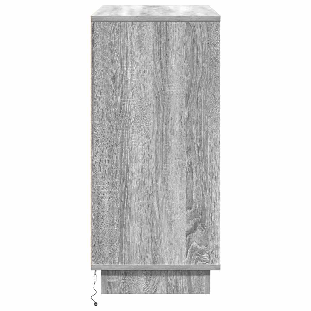 LED Sideboard Grå Sonoma 71 x 34,5 x 75 cm Konstrueret træ