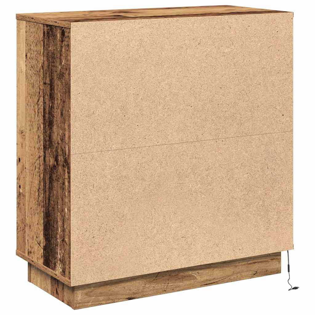 LED Sideboard Gammelt træ 71 x 34,5 x 75 cm Konstrueret træ