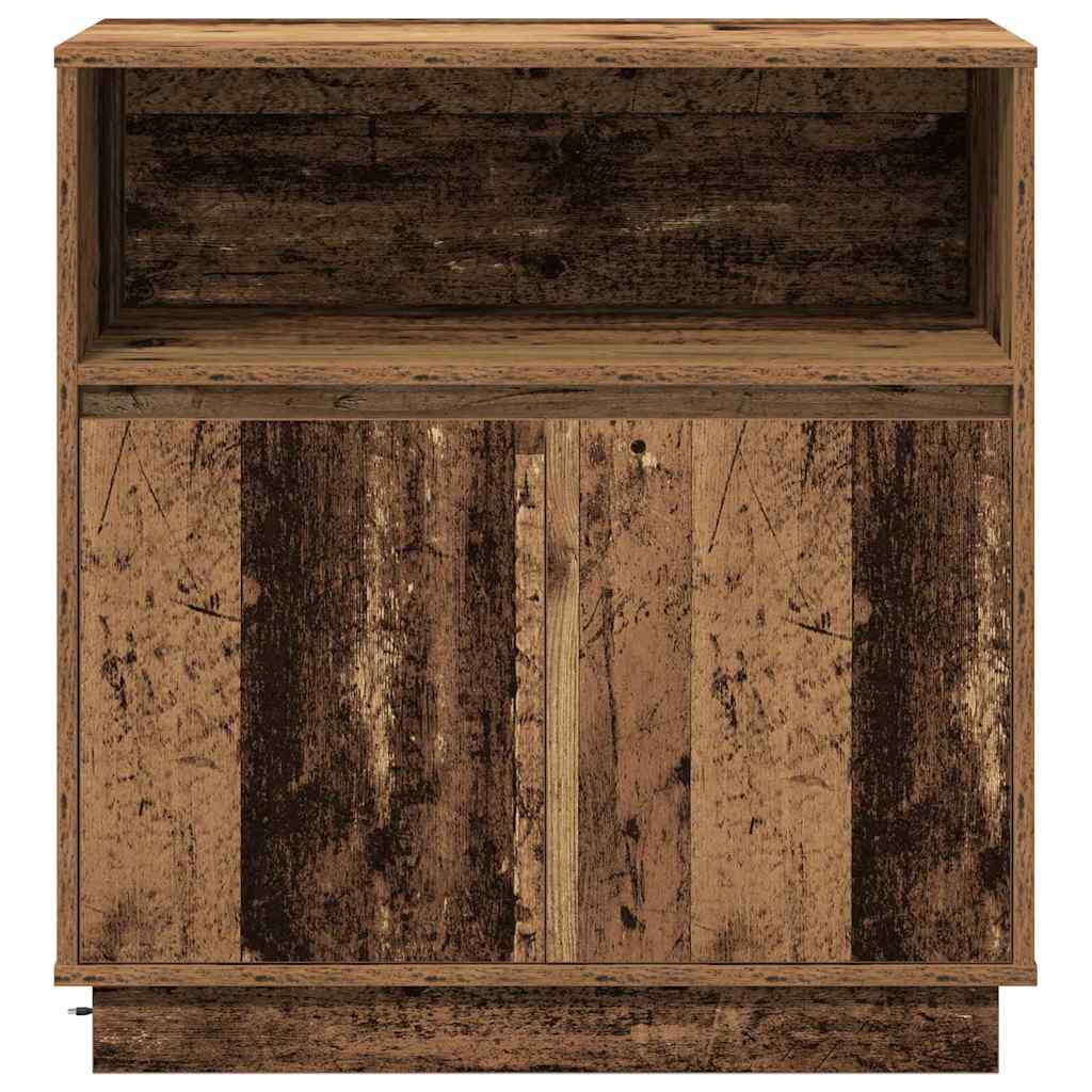 LED Sideboard Gammelt træ 71 x 34,5 x 75 cm Konstrueret træ