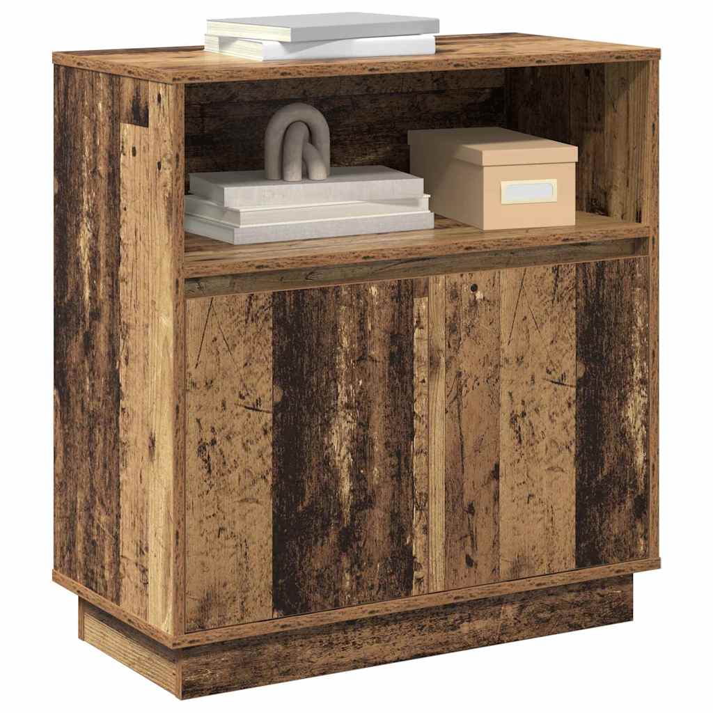 LED Sideboard Gammelt træ 71 x 34,5 x 75 cm Konstrueret træ