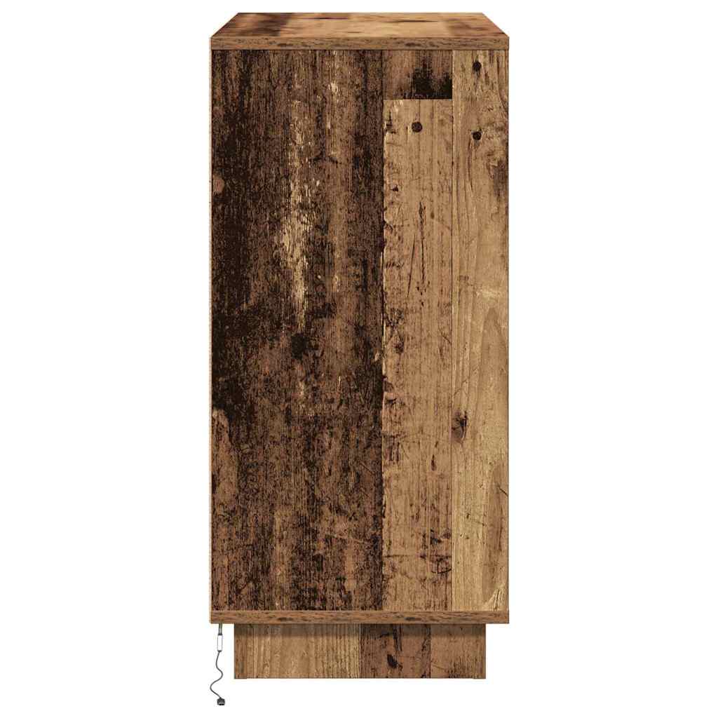 LED Sideboard Gammelt træ 71 x 34,5 x 75 cm Konstrueret træ