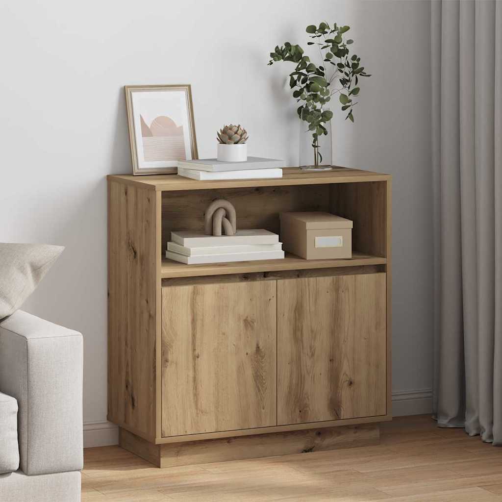LED Sideboard Artisan Egetræ 71 x 34,5 x 75 cm Konstrueret træ