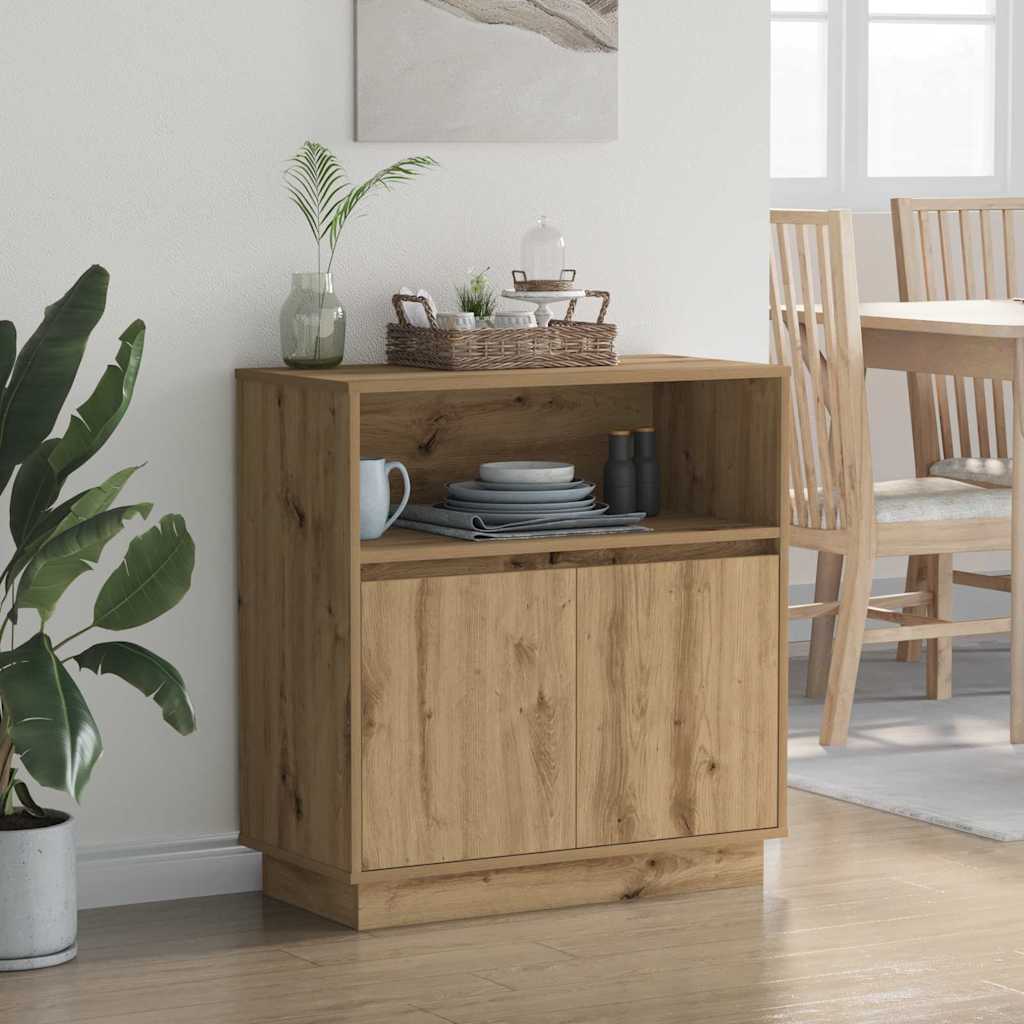 LED Sideboard Artisan Egetræ 71 x 34,5 x 75 cm Konstrueret træ