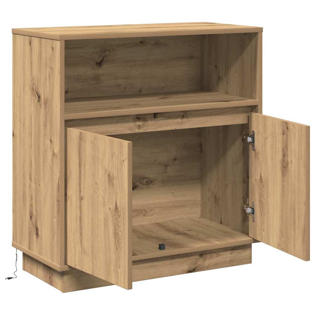 LED Sideboard Artisan Egetræ 71 x 34,5 x 75 cm Konstrueret træ