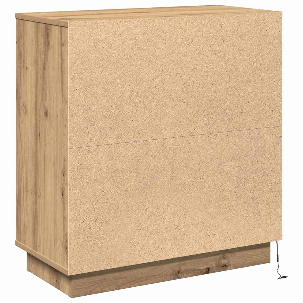 LED Sideboard Artisan Egetræ 71 x 34,5 x 75 cm Konstrueret træ