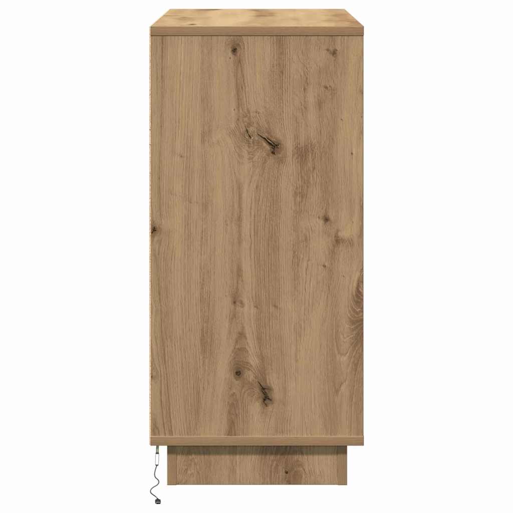 LED Sideboard Artisan Egetræ 71 x 34,5 x 75 cm Konstrueret træ