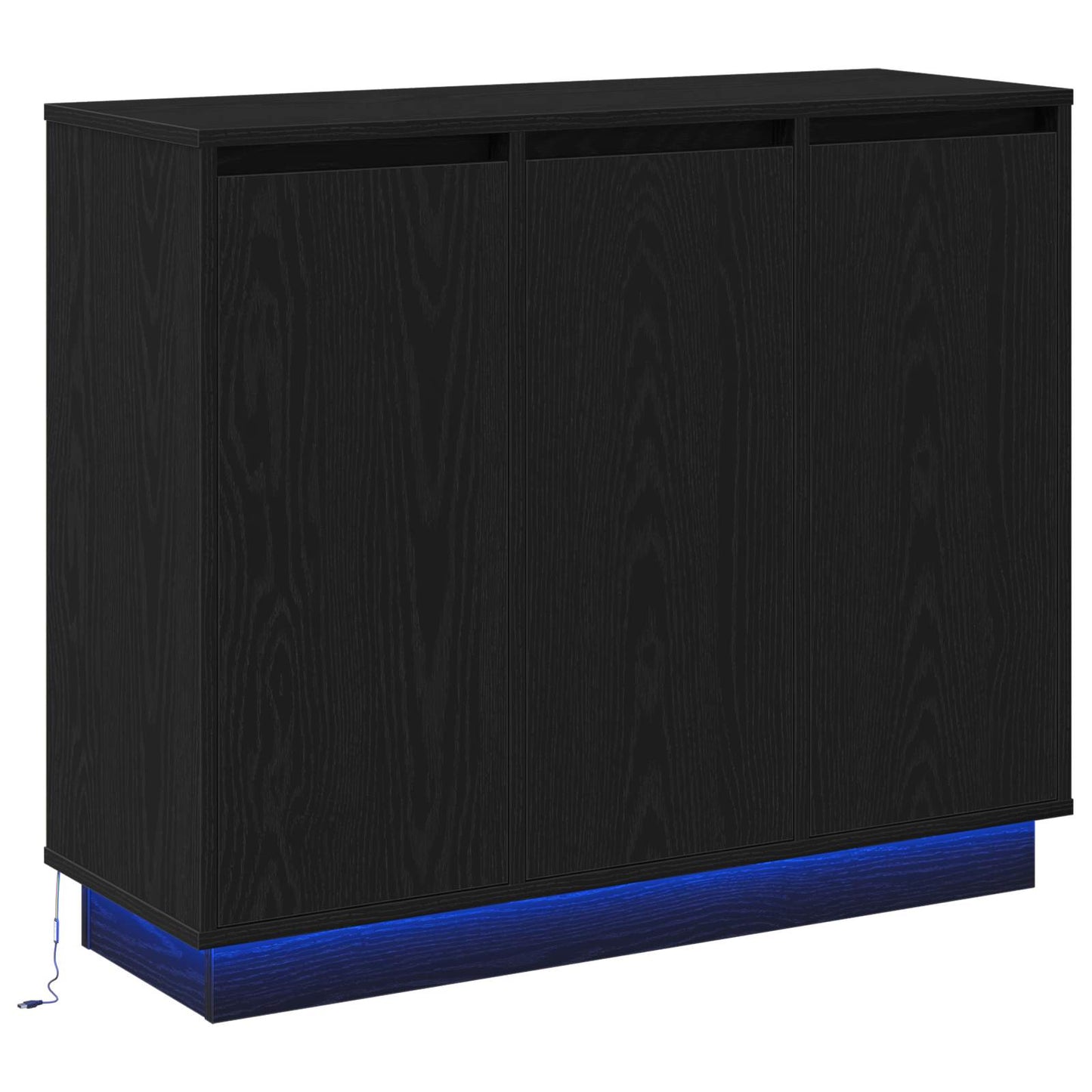 LED Sideboard Sort eg 90 x 32 x 75 cm Konstrueret træ