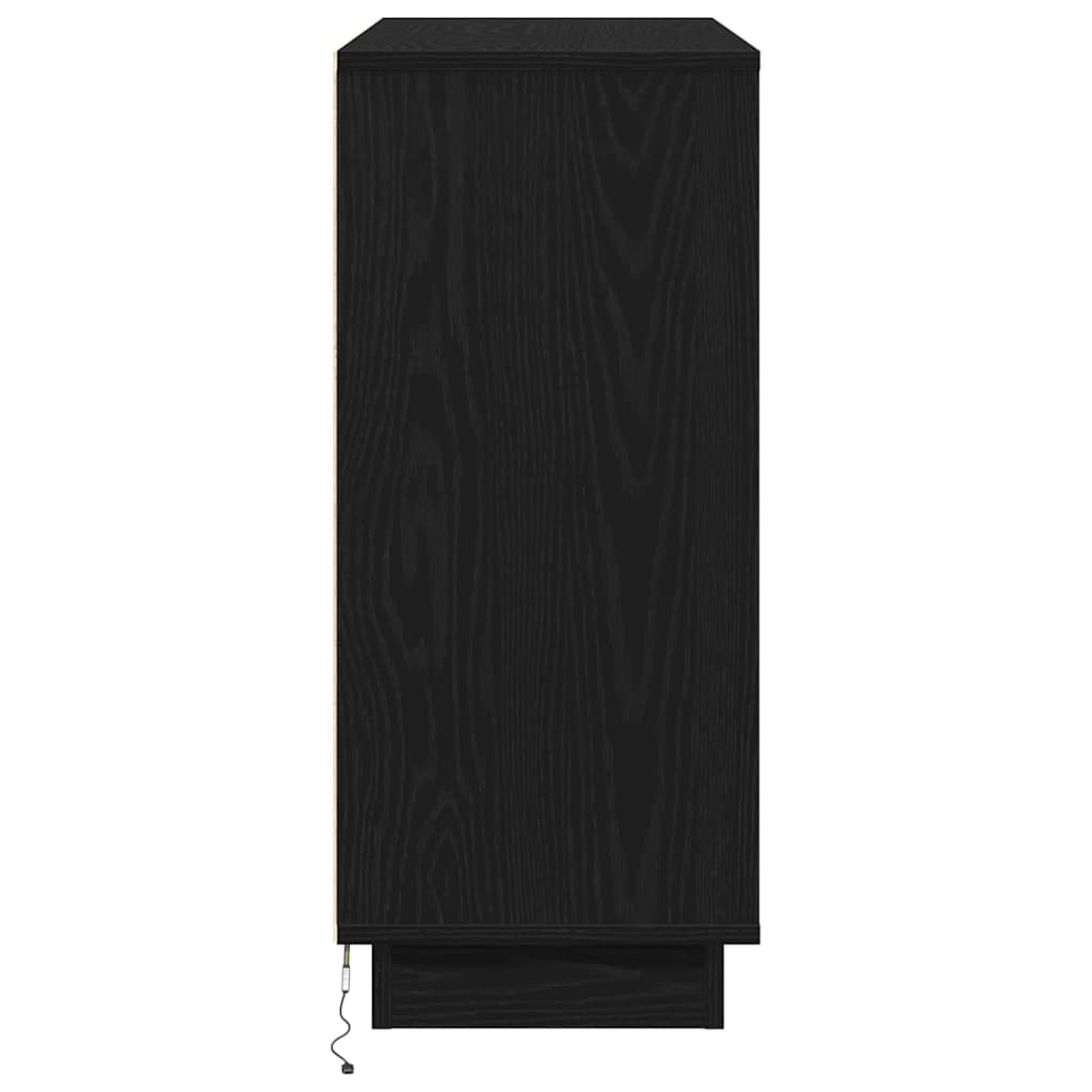 LED Sideboard Sort eg 90 x 32 x 75 cm Konstrueret træ