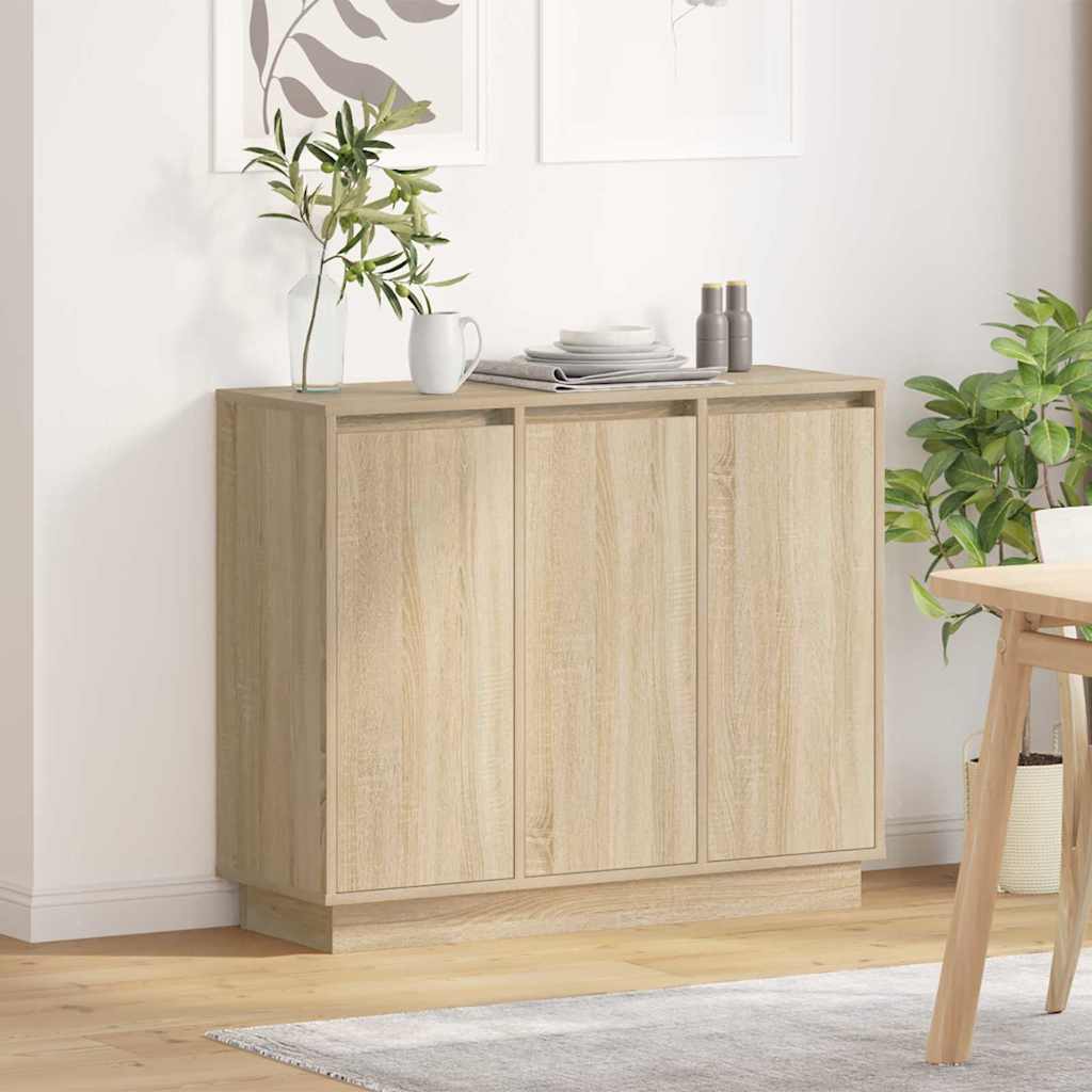 LED Sideboard Sonoma eg 90 x 32 x 75 cm Konstrueret træ
