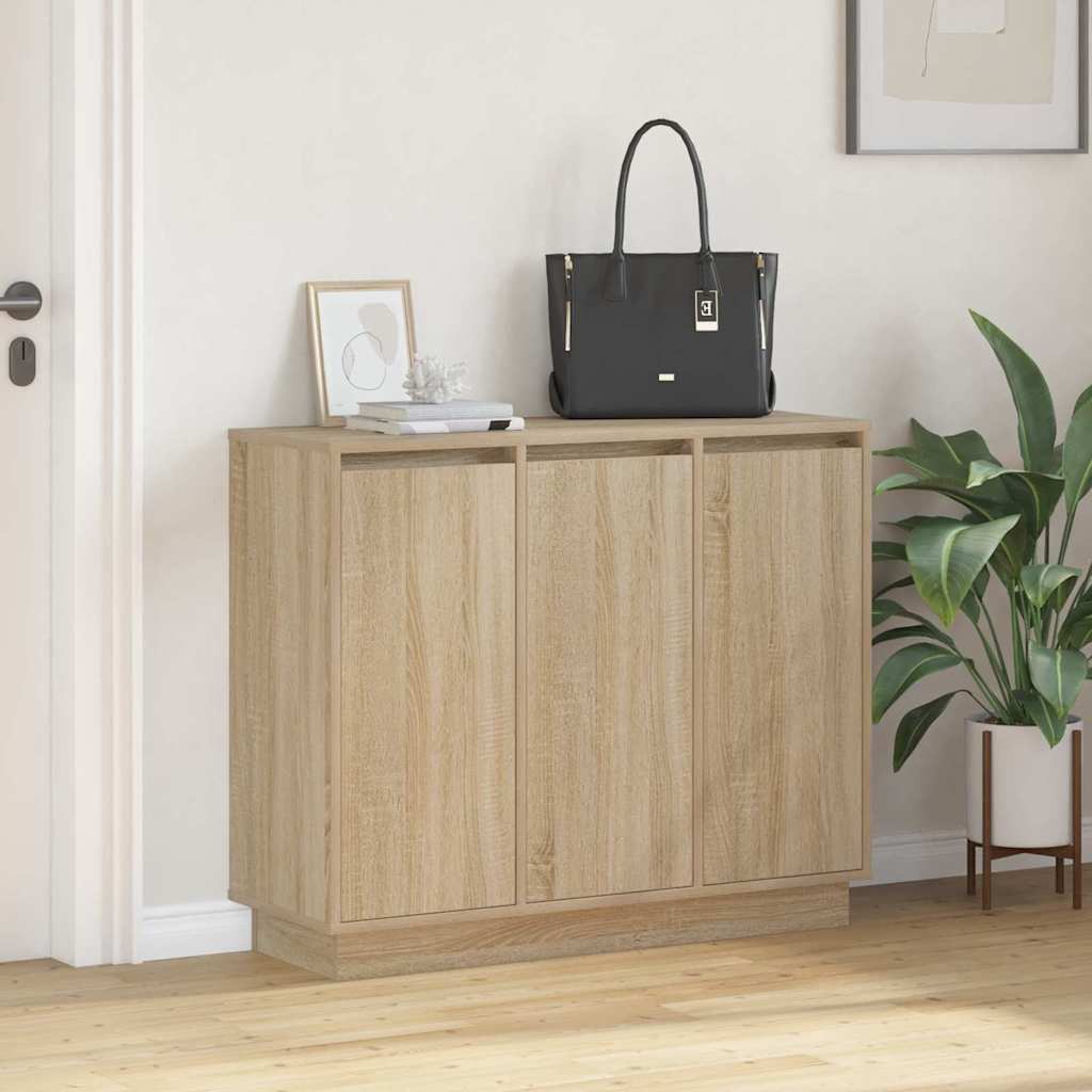 LED Sideboard Sonoma eg 90 x 32 x 75 cm Konstrueret træ