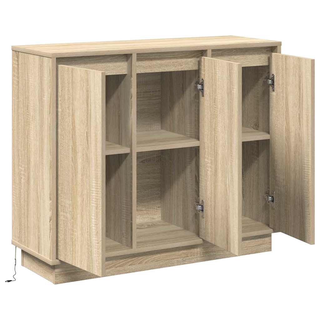 LED Sideboard Sonoma eg 90 x 32 x 75 cm Konstrueret træ