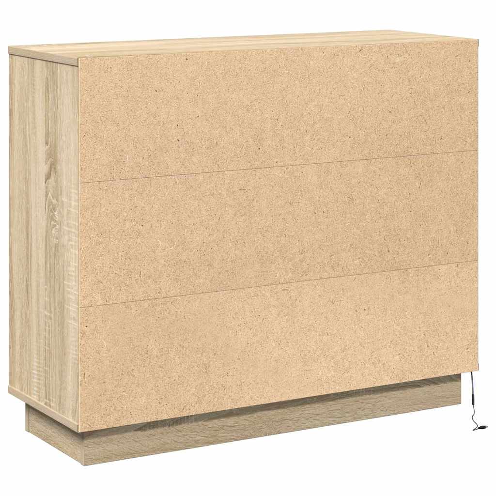 LED Sideboard Sonoma eg 90 x 32 x 75 cm Konstrueret træ