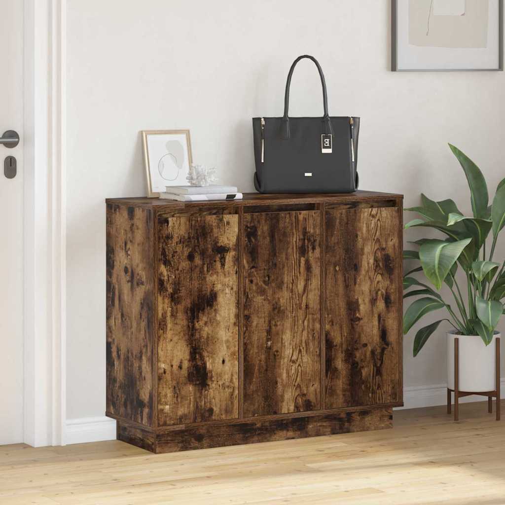LED Sideboard Røget eg 90 x 32 x 75 cm Konstrueret træ