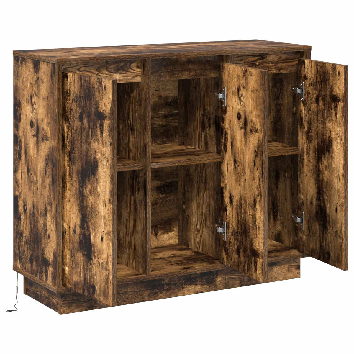 LED Sideboard Røget eg 90 x 32 x 75 cm Konstrueret træ