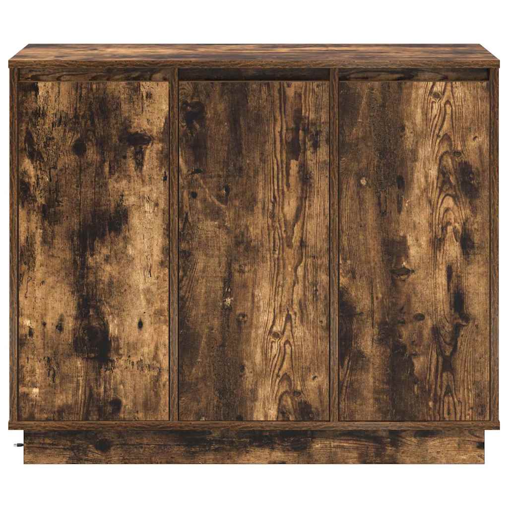 LED Sideboard Røget eg 90 x 32 x 75 cm Konstrueret træ
