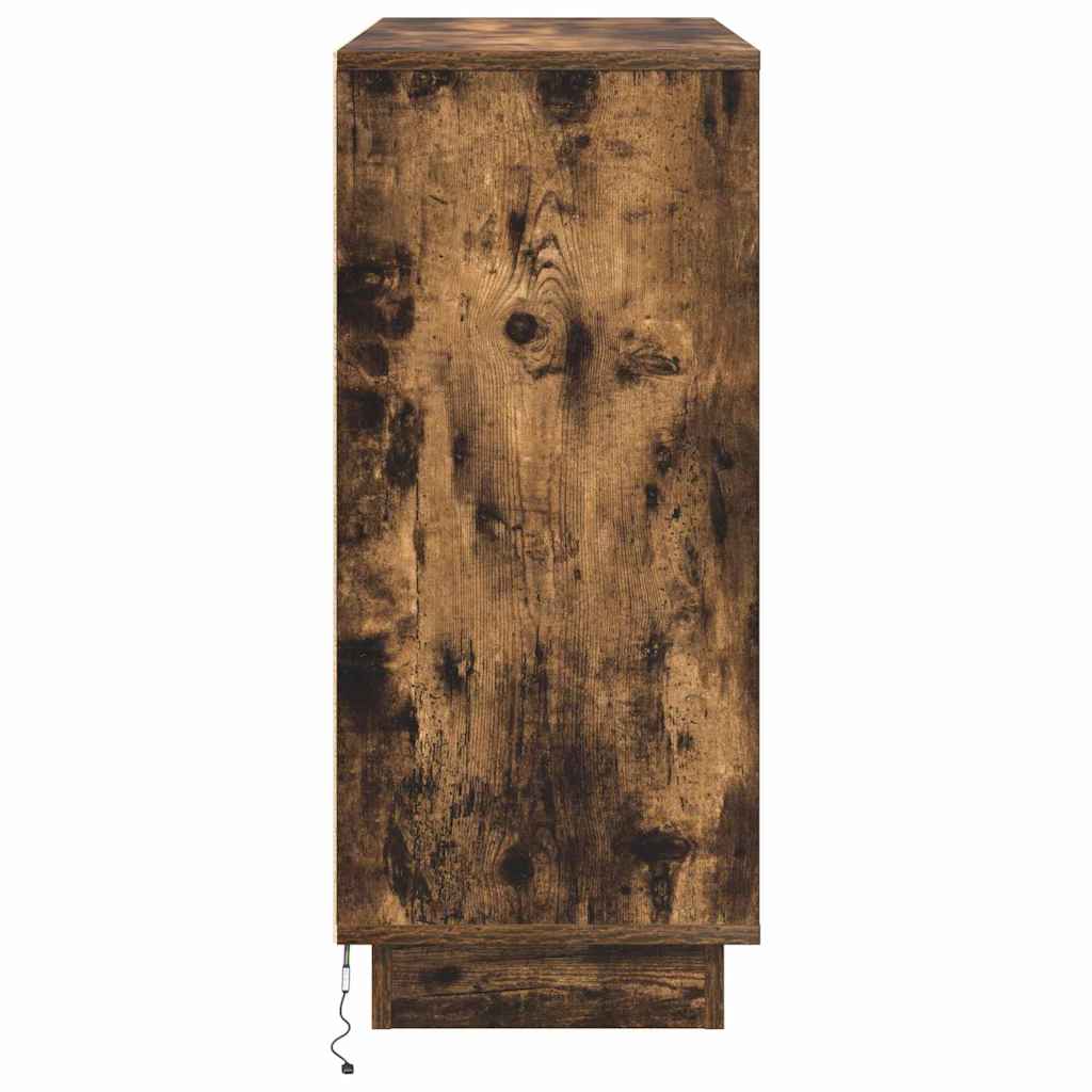 LED Sideboard Røget eg 90 x 32 x 75 cm Konstrueret træ