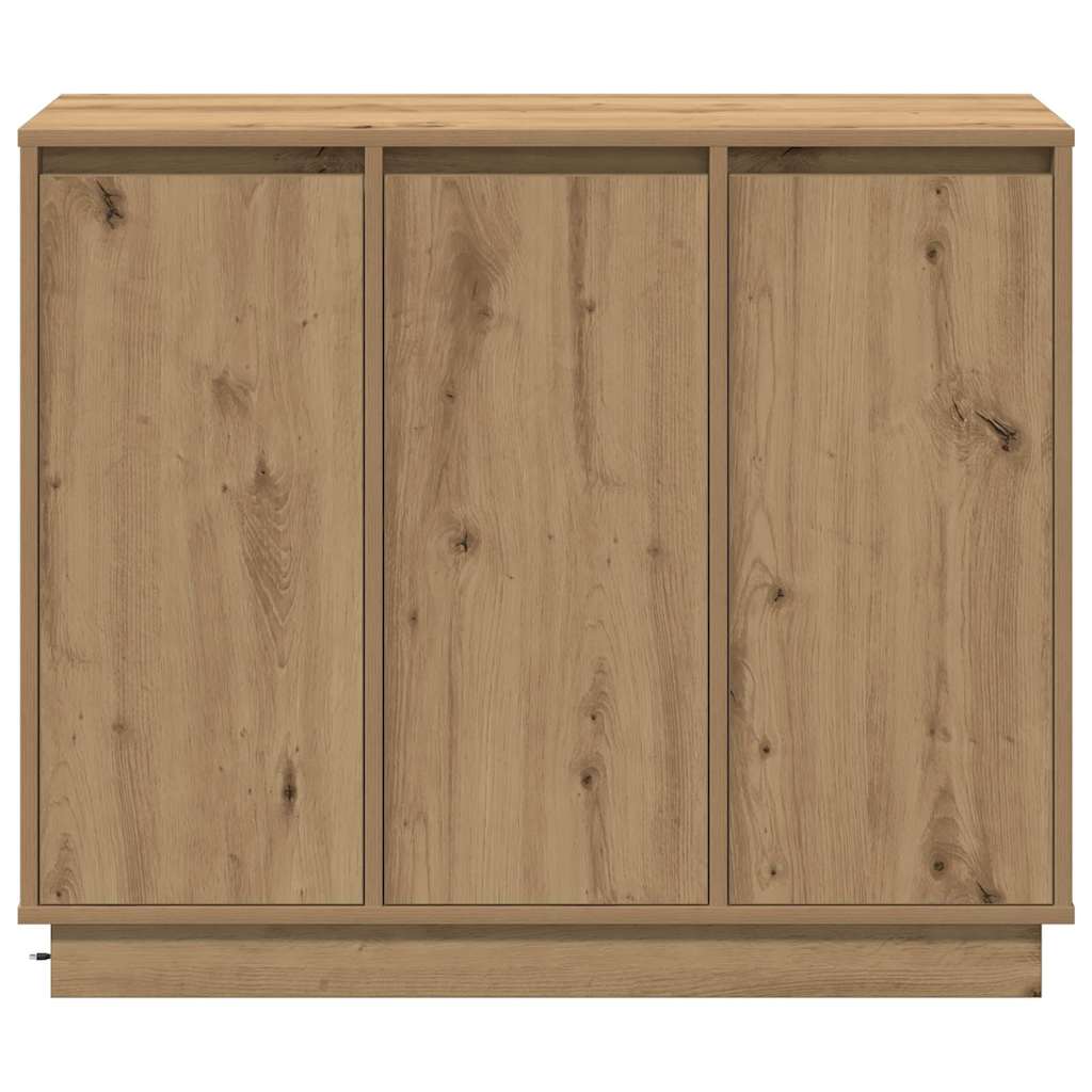 LED Sideboard Artisan Egetræ 90 x 32 x 75 cm Konstrueret træ