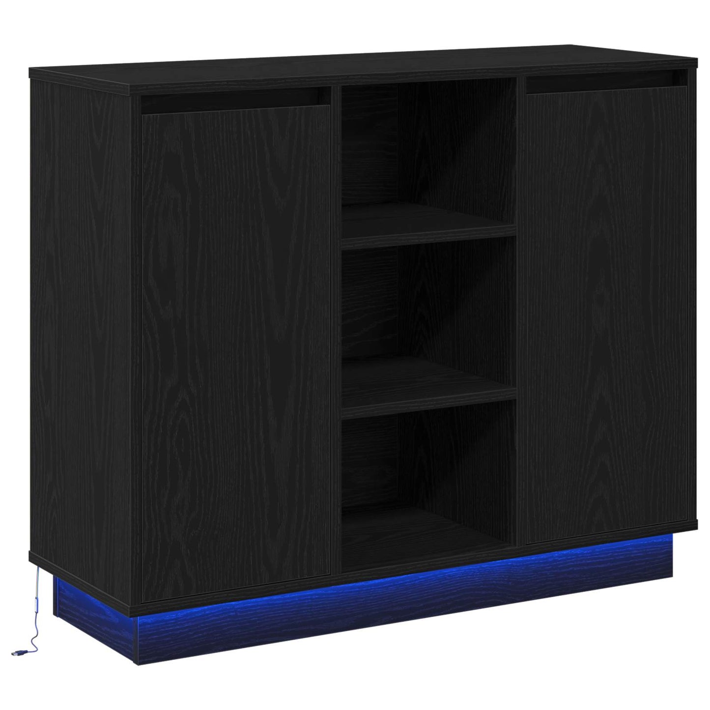 LED Sideboard Sort eg 90 x 32 x 75 cm Konstrueret træ