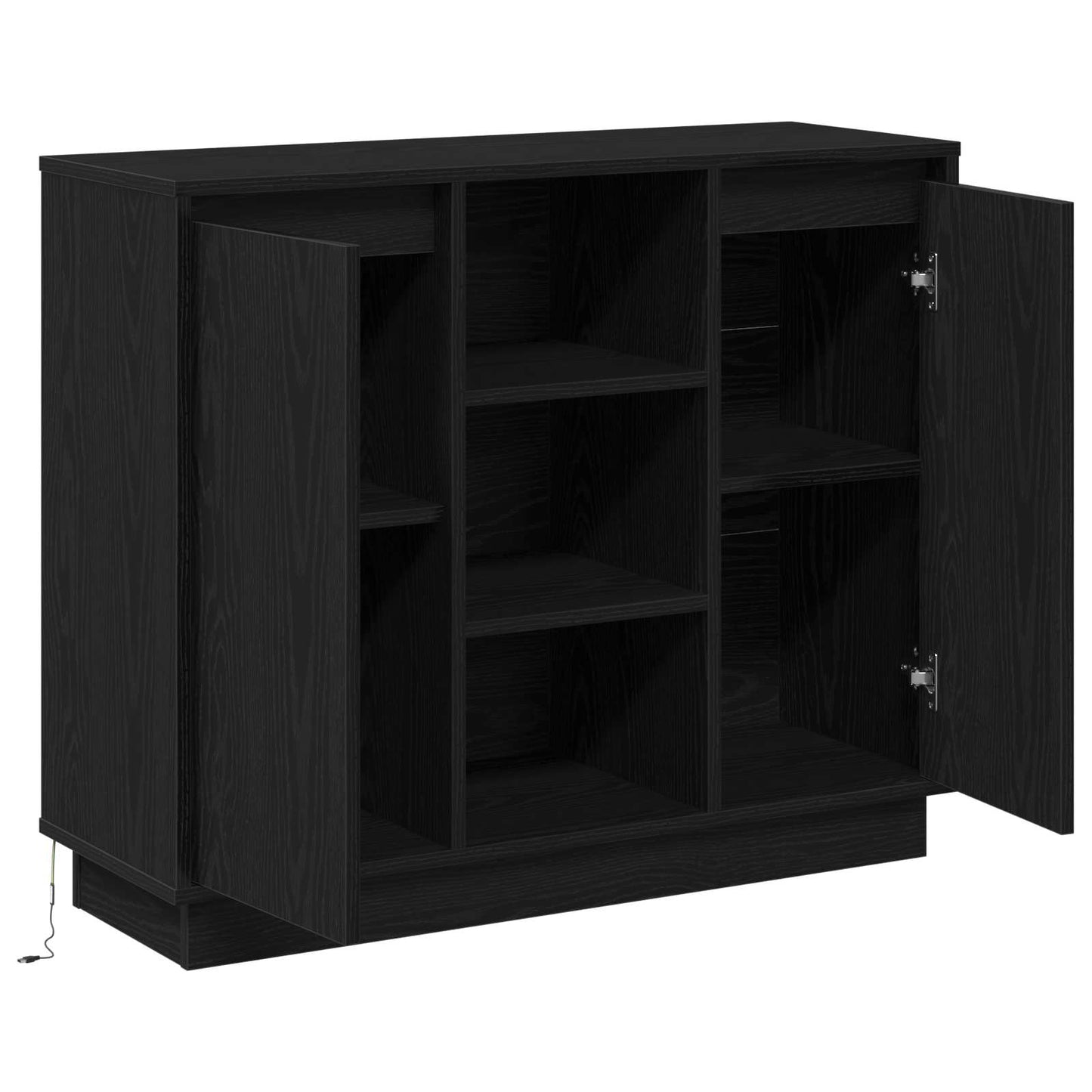 LED Sideboard Sort eg 90 x 32 x 75 cm Konstrueret træ