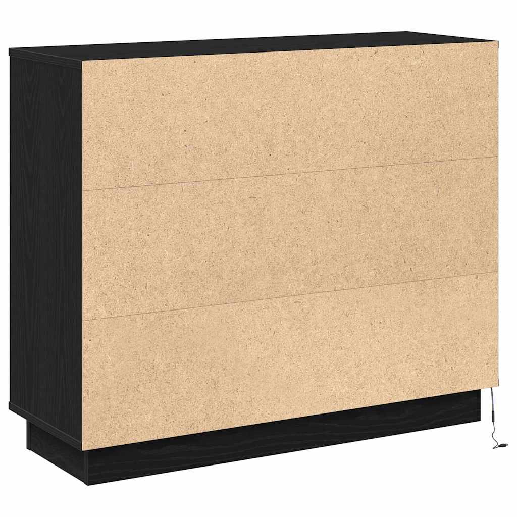 LED Sideboard Sort eg 90 x 32 x 75 cm Konstrueret træ