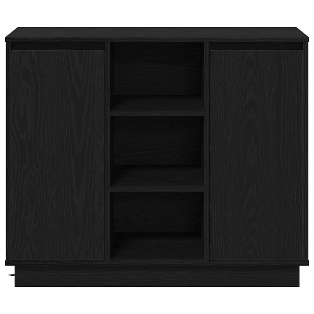 LED Sideboard Sort eg 90 x 32 x 75 cm Konstrueret træ