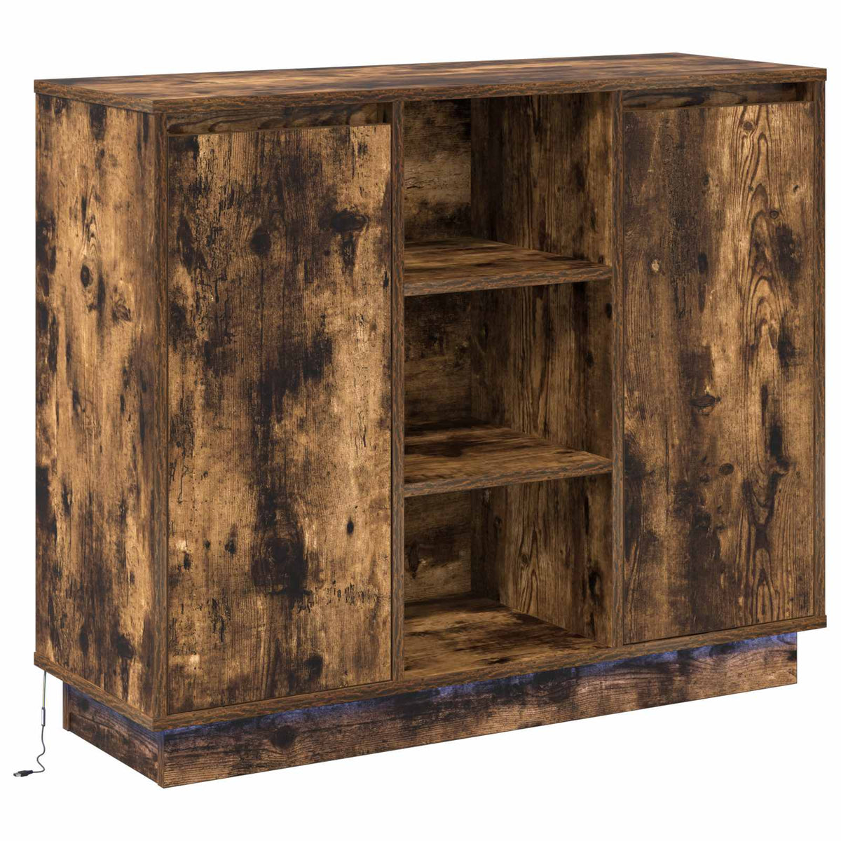 LED Sideboard Røget eg 90 x 32 x 75 cm Konstrueret træ
