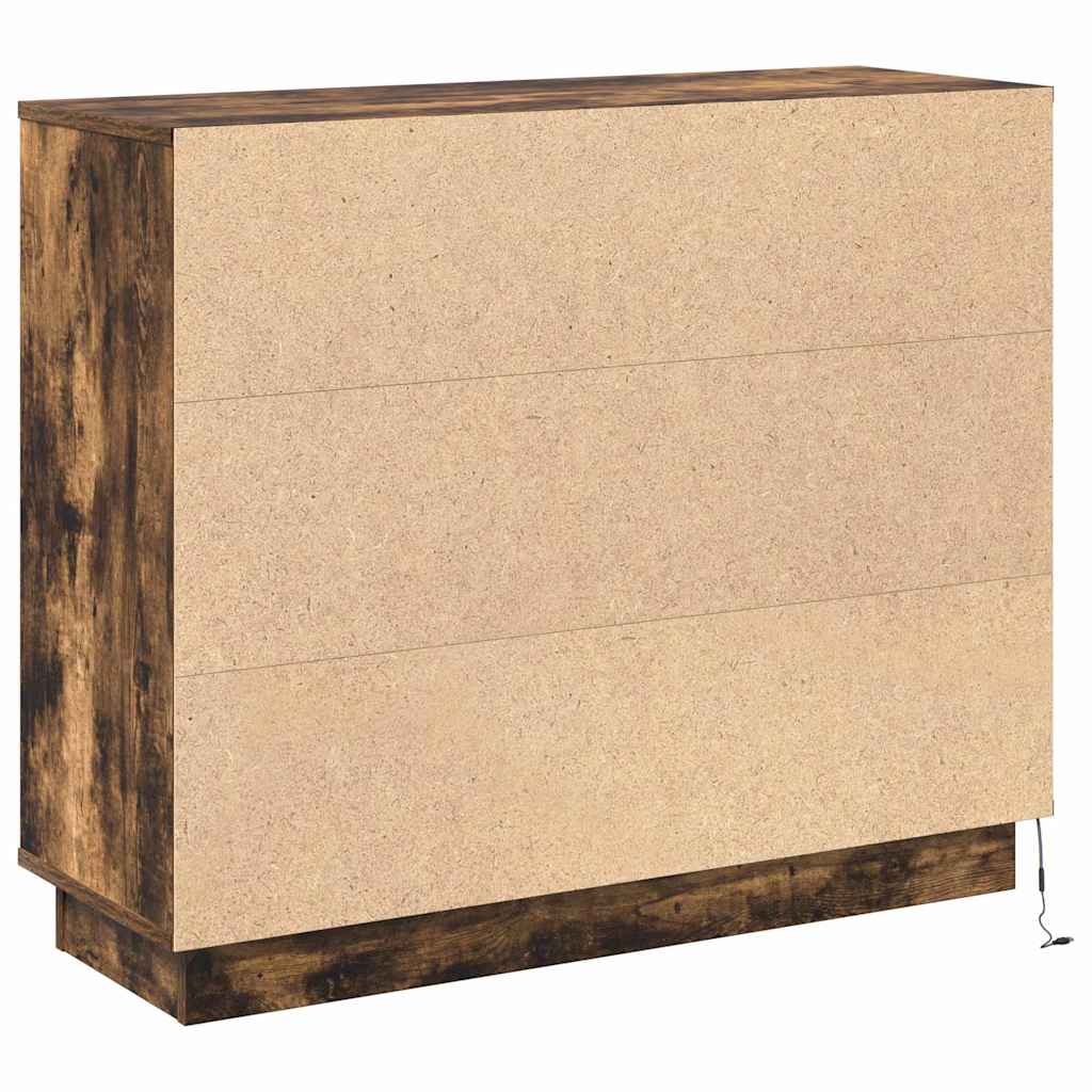 LED Sideboard Røget eg 90 x 32 x 75 cm Konstrueret træ