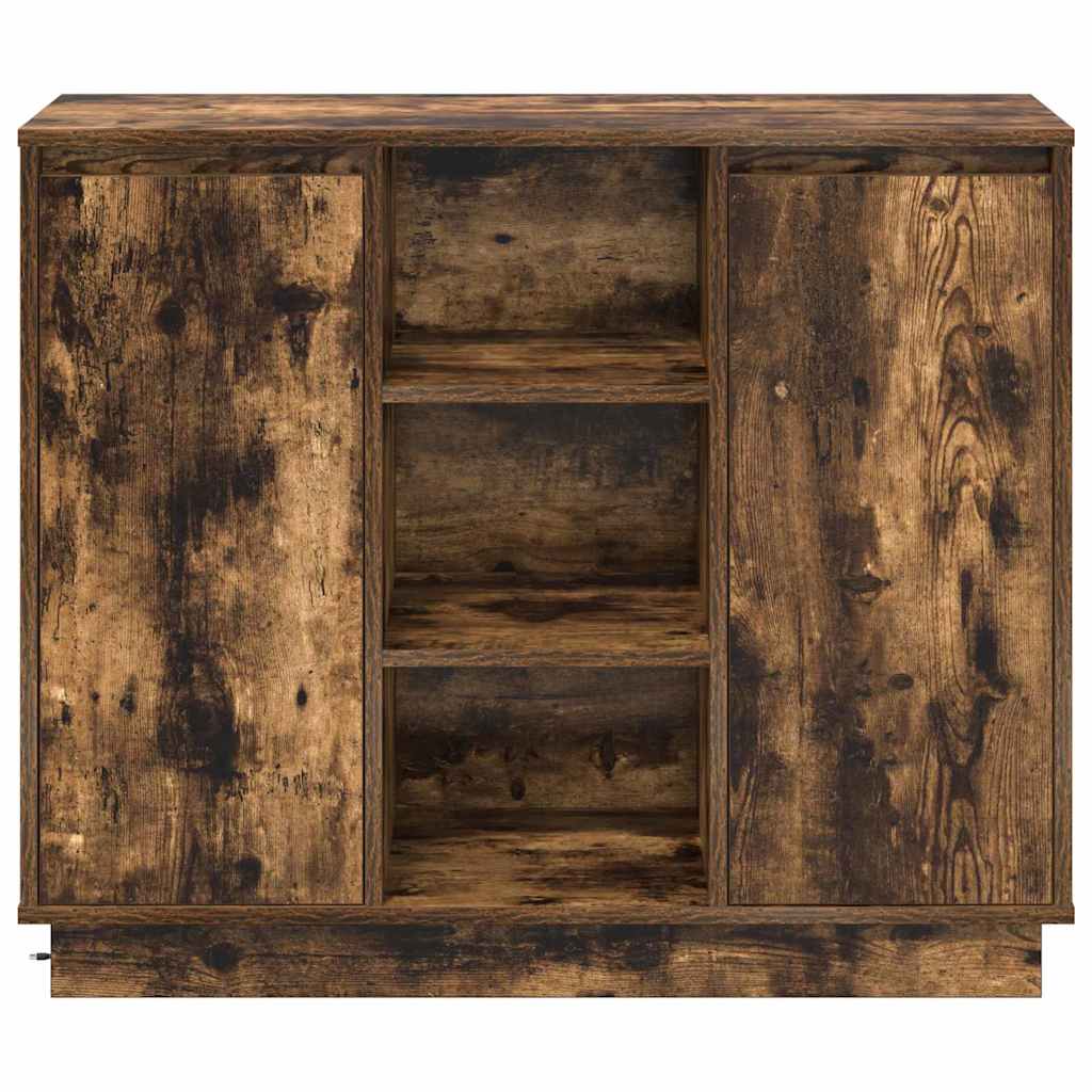 LED Sideboard Røget eg 90 x 32 x 75 cm Konstrueret træ