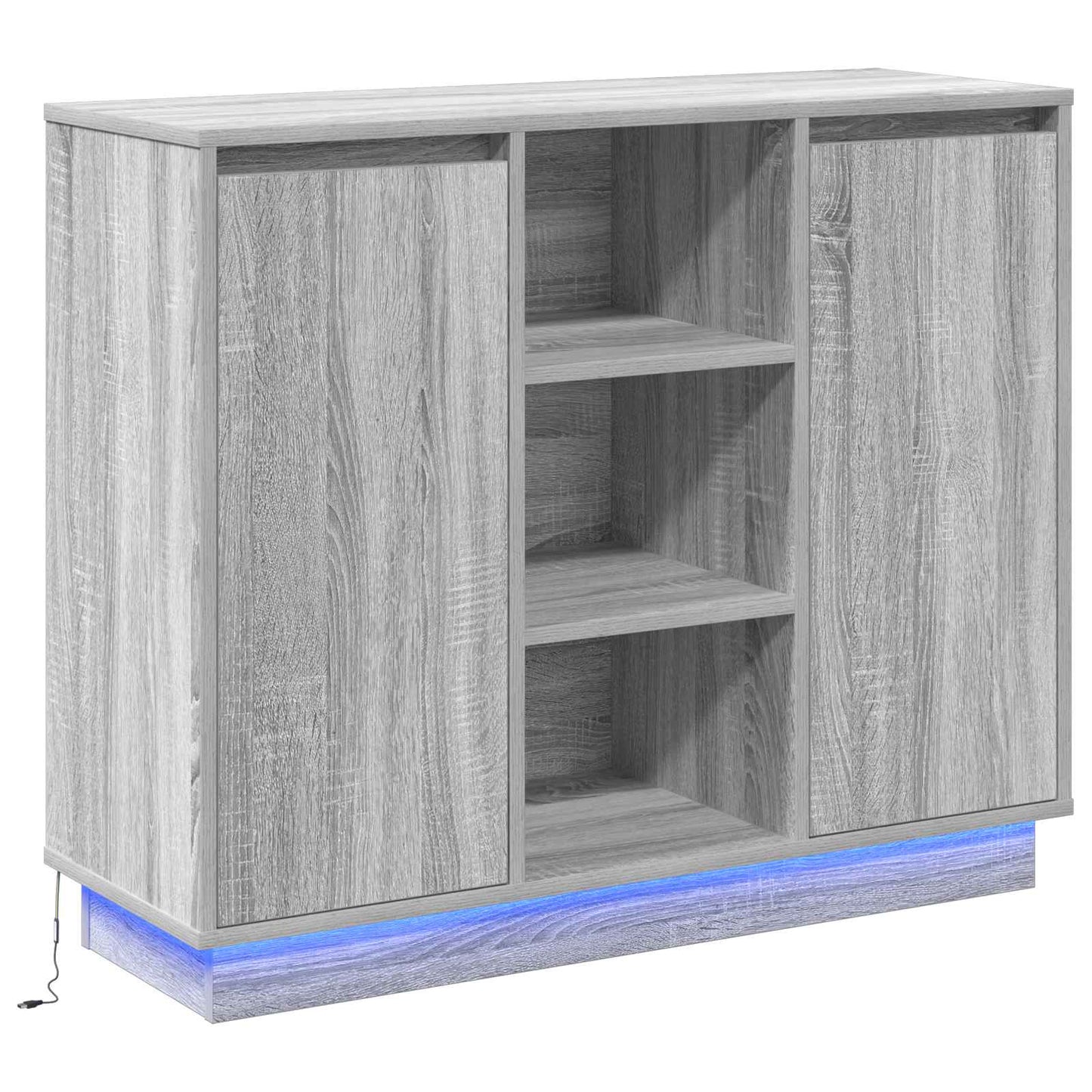LED Sideboard Grå Sonoma 90 x 32 x 75 cm Konstrueret træ