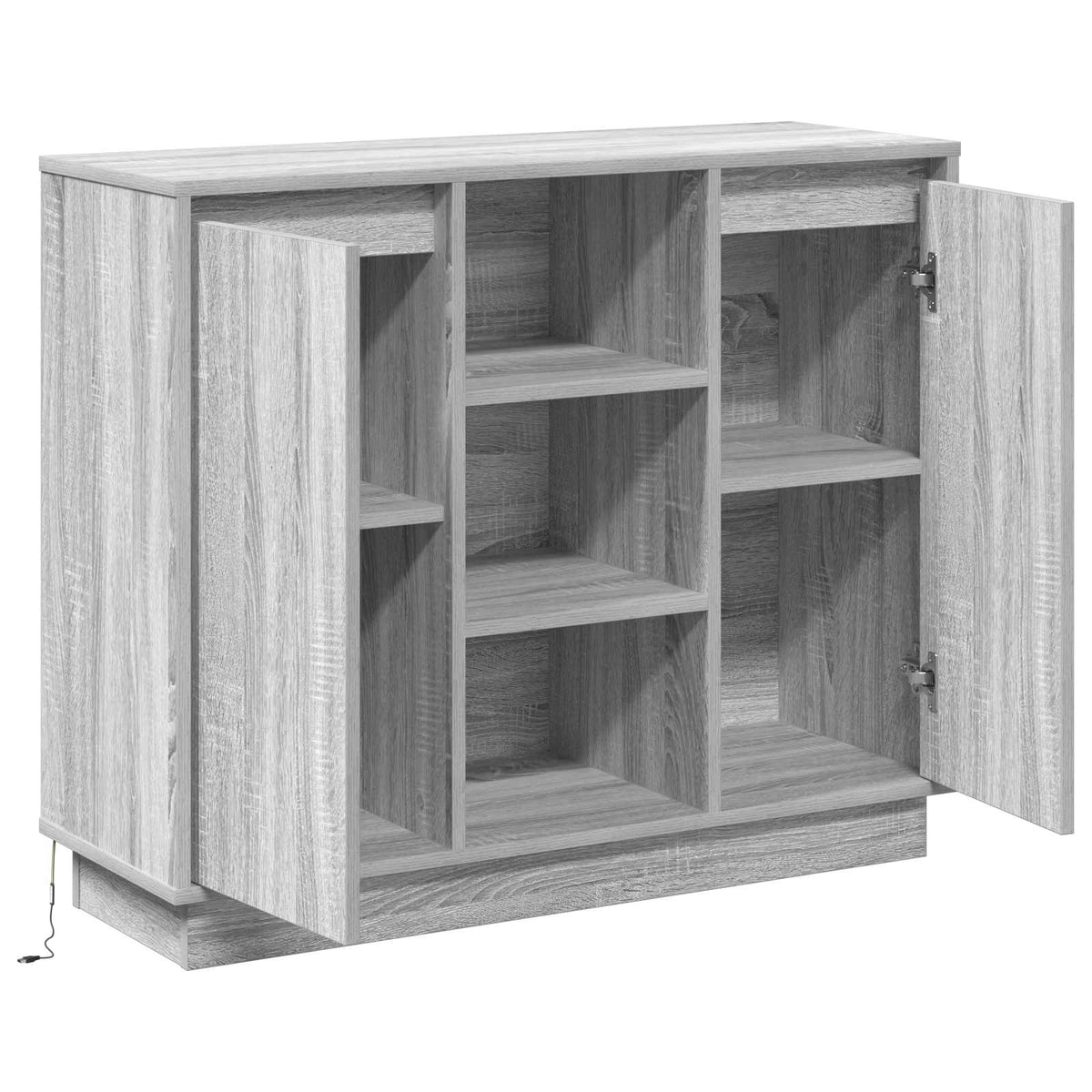 LED Sideboard Grå Sonoma 90 x 32 x 75 cm Konstrueret træ