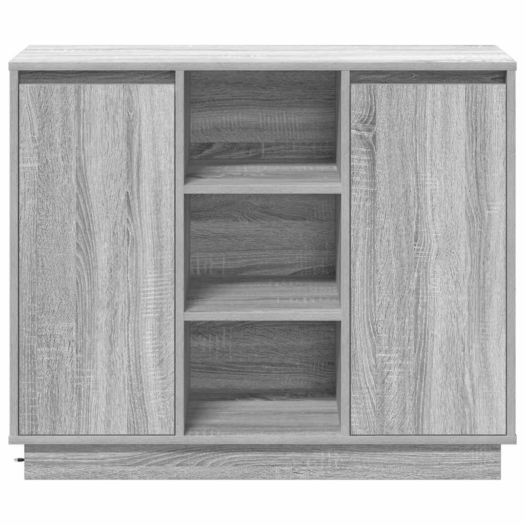 LED Sideboard Grå Sonoma 90 x 32 x 75 cm Konstrueret træ