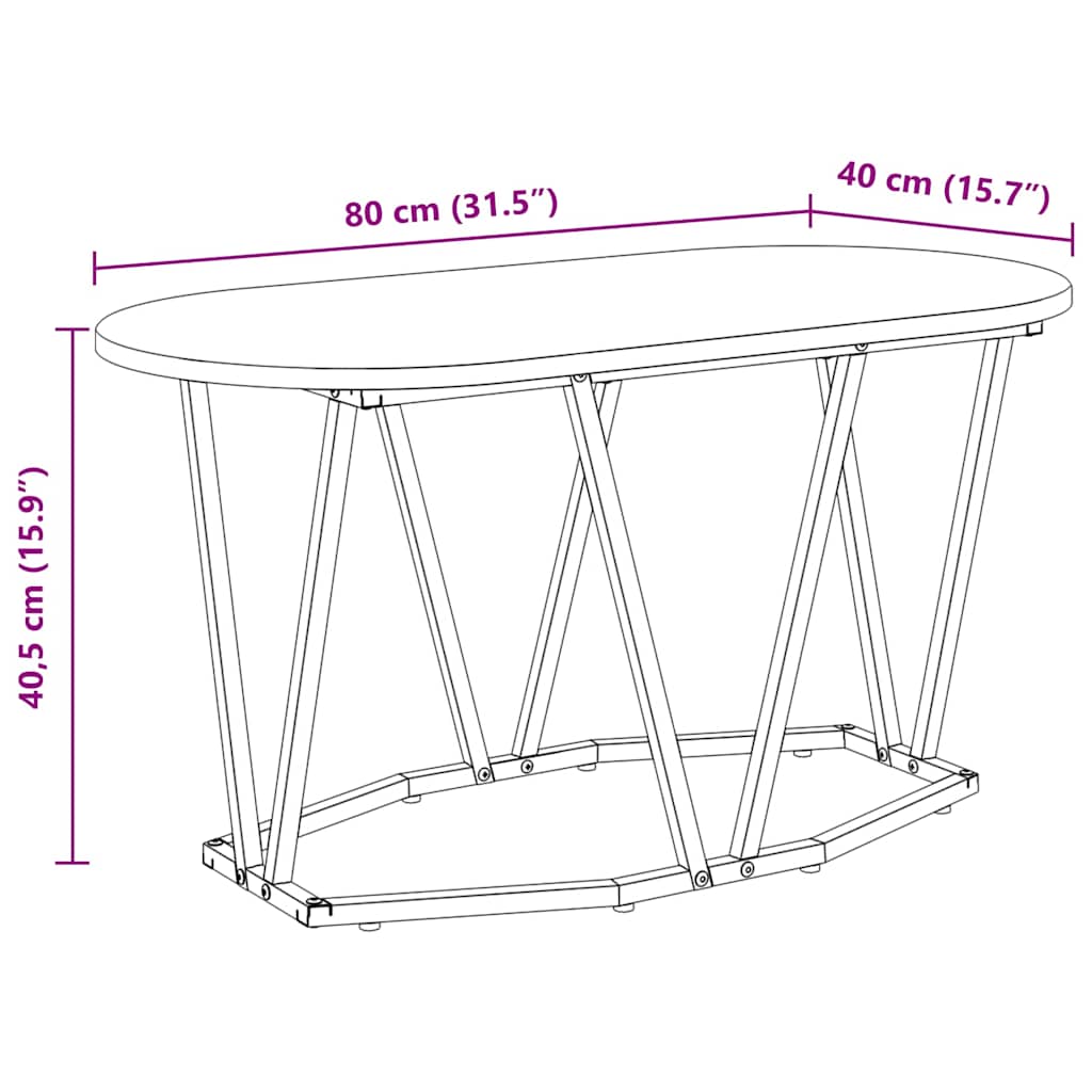 Sofabord Gammelt træ 80 x 40 x 40,5 cm Samlet træ og metal