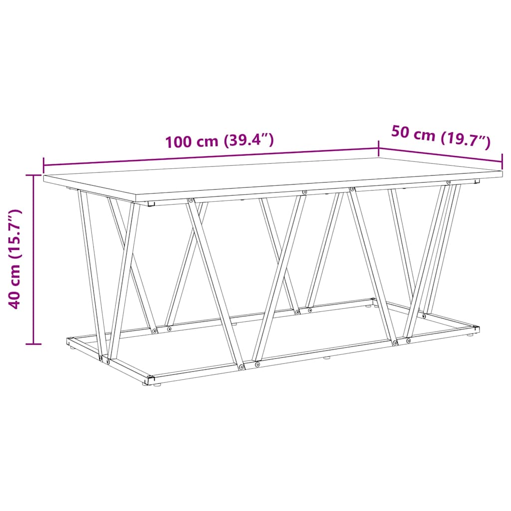 Sofabord Gammelt træ 100 x 50 x 40 cm Samlet træ og metal