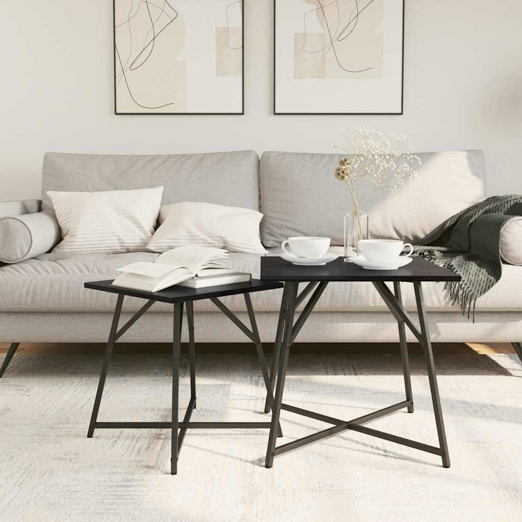 Sidebordssæt 2 stk. Sort eg 50 x 50 x 50 cm