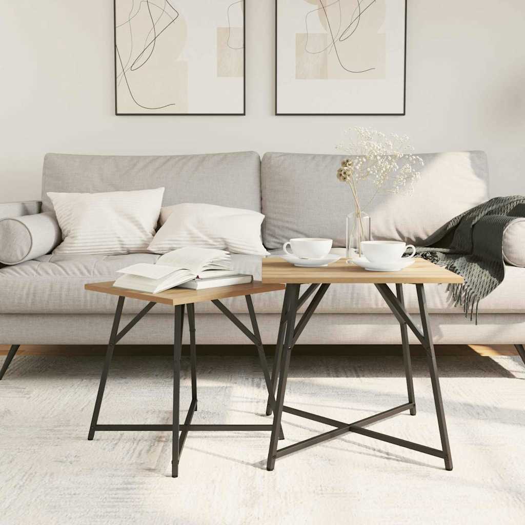 Sidebordssæt 2 stk. Artisan egetræ og sort 50 x 50 x 50 cm