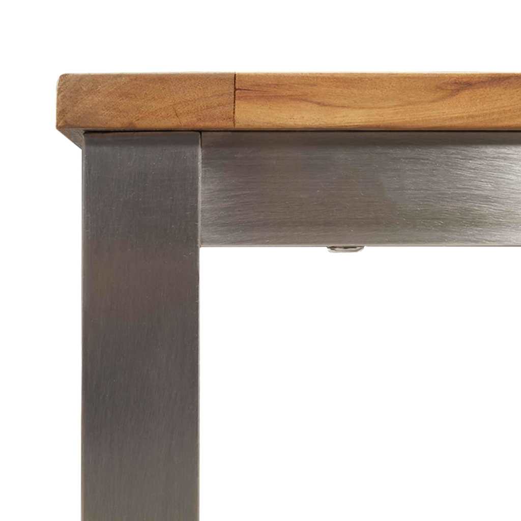 Spisebord 90x90x75 cm Massiv akacietræ og rustfrit stål