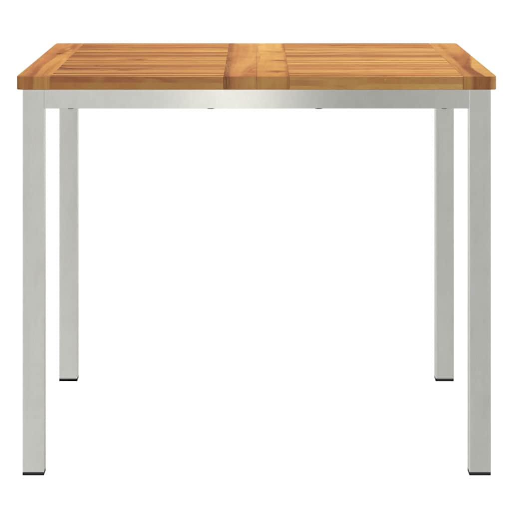 Spisebord 90x90x75 cm Massiv akacietræ og rustfrit stål