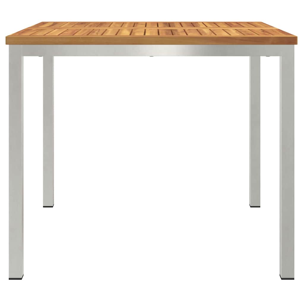 Spisebord 90x90x75 cm Massiv akacietræ og rustfrit stål