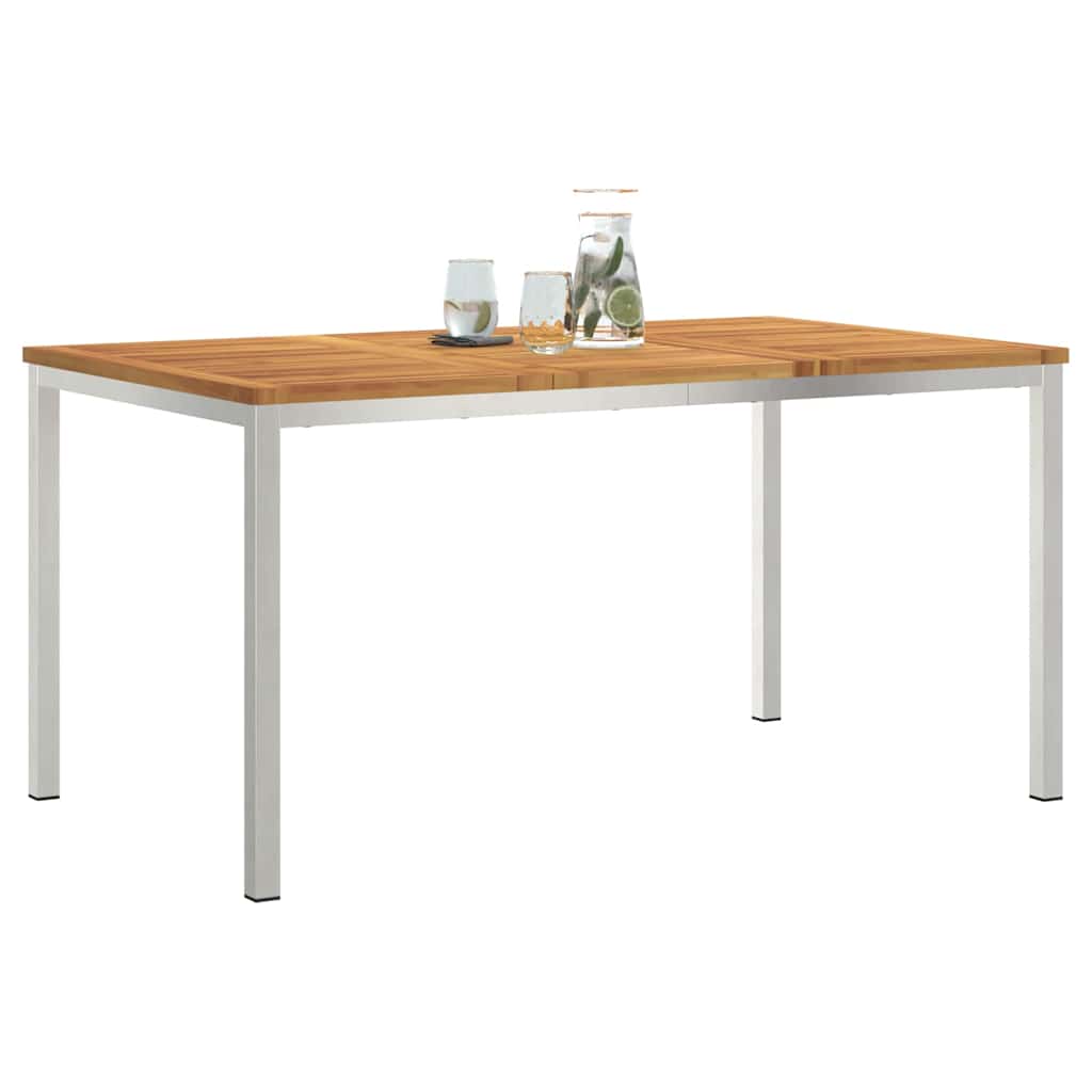 Spisebord 150x90x75 cm Massiv akacietræ og rustfrit stål