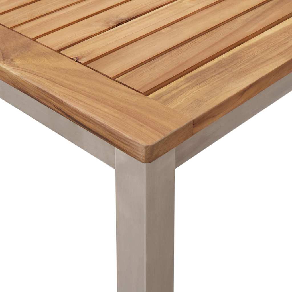 Spisebord 150x90x75 cm Massiv teaktræ og rustfrit stål